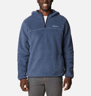 Columbia Rugged Ridge III Sherpa Pullover Men's Hoodie Blue | JMAOKZ-604
