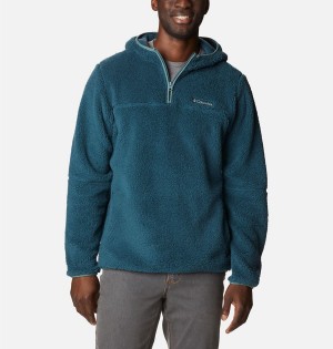 Columbia Rugged Ridge III Sherpa Pullover Men's Hoodie Blue | ZWMNUO-746