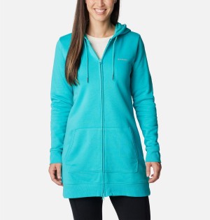 Columbia Rush Valley Long Full Zip Hoodie Women's Fleece Jacket Turquoise | KFHIXG-831