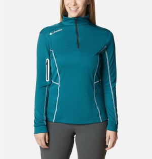 Columbia Shotgun Quarter Zip Golf Women's Pullover Turquoise | AHJWNC-308