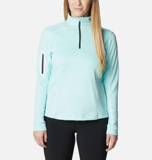 Columbia Shotgun Quarter Zip Golf Women's Pullover Turquoise | WVRMUL-294