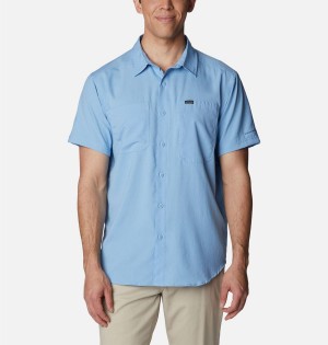 Columbia Silver Ridge UtilityLite Short Sleeve Men's Shirt Blue | IMOCXE-386