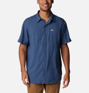 Columbia Silver Ridge UtilityLite Short Sleeve Men's Shirt Blue | QSRTWP-450