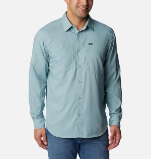 Columbia Silver Ridge Utility Lite Long Sleeve Men's Shirt Blue | TORGYN-097