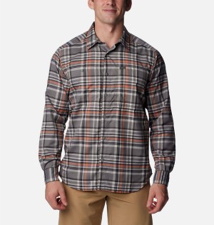 Columbia Silver Ridge Utility Lite Plaid Long Sleeve Men's Shirt Grey | LFHDVR-510
