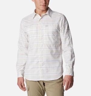 Columbia Silver Ridge Utility Lite Plaid Long Sleeve Men's Shirt White | NTUIHJ-831