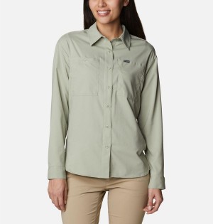 Columbia Silver Ridge Utility Long Sleeve Women's Shirt Green | QVSCMO-768