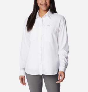 Columbia Silver Ridge Utility Long Sleeve Women's Shirt White | QNSBJA-658