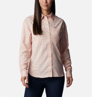 Columbia Silver Ridge Utility Patterned Long Sleeve Women's Shirt Coral | TRNPLX-153
