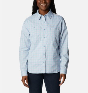 Columbia Silver Ridge Utility Patterned Long Sleeve Women's Shirt Blue | HUEPZN-158