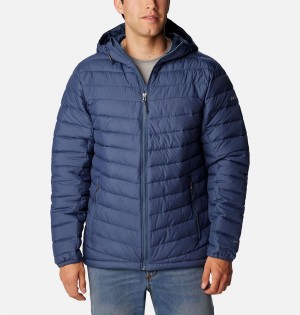 Columbia Slope Edge Hooded Insulated Men's Puffer Jacket Blue | MOQPTJ-810