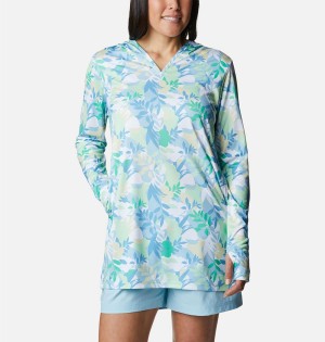 Columbia Summerdry Coverup Printed Tunic Women's Hoodie Turquoise | NDHLWQ-372