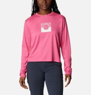 Columbia Summerdry Graphic Long Sleeve Women's T-Shirt Pink | RQTGXP-543