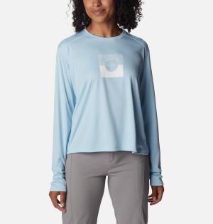 Columbia Summerdry Graphic Long Sleeve Women's T-Shirt Blue | HNMJSQ-723
