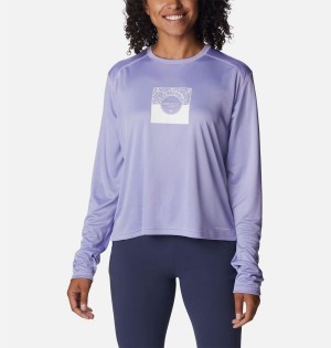 Columbia Summerdry Graphic Long Sleeve Women's T-Shirt Purple | SLIRXP-704