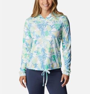 Columbia Summerdry Long Sleeve Printed Women's Hoodie Turquoise | IYHEMZ-194