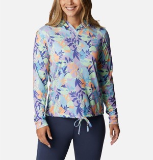 Columbia Summerdry Long Sleeve Printed Women's Hoodie Purple | GTJWZP-064