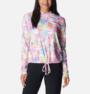 Columbia Summerdry Long Sleeve Printed Women's Hoodie Pink | JBRXQU-912