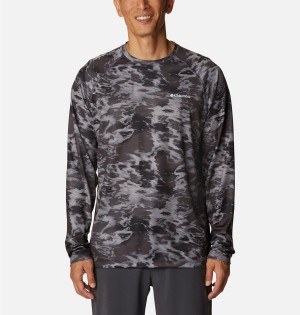 Columbia Summerdry Printed Long Sleeve Men's T-Shirt Black | AFTJXV-549
