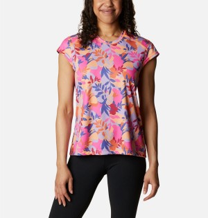 Columbia Summerdry Printed Women's T-Shirt Pink | MQCPGX-310