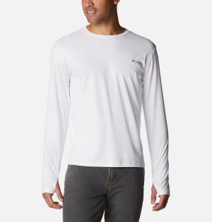 Columbia Sun Deflector Summerdry Long Sleeve Men's T-Shirt White | OZEDWS-389