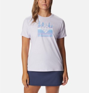 Columbia Sun Trek Graphic Women's T-Shirt Purple | QHFKGO-826