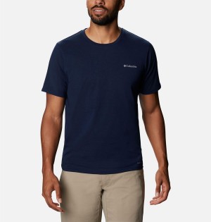 Columbia Sun Trek Short Sleeve Men's T-Shirt Navy | LMXOGQ-472