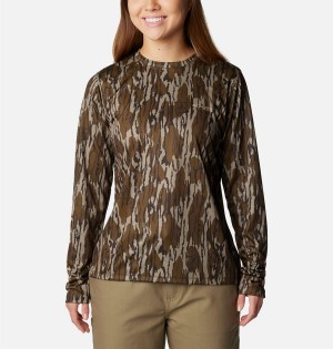 Columbia Super PHG Tough Shot Long Sleeve Women's T-Shirt Brown | PLGTCZ-029