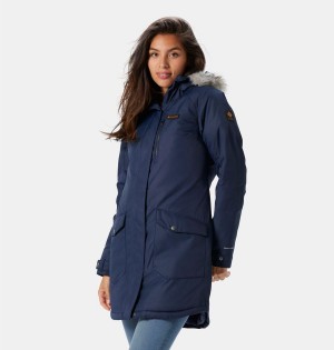Columbia Suttle Mountain Long Insulated Women's Coats Navy | XGVEJS-806