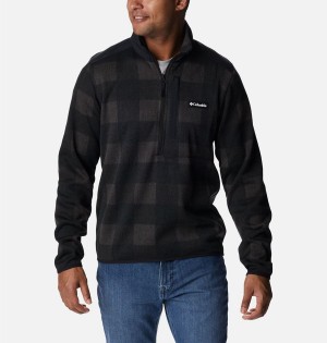 Columbia Sweater Weather II Printed Fleece Half Zip Men's Pullover Black | RIPJDW-798