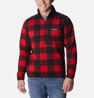 Columbia Sweater Weather II Printed Fleece Half Zip Men's Pullover Red | XUEDBK-978
