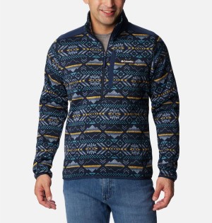 Columbia Sweater Weather II Printed Fleece Half Zip Men's Pullover Navy | TCGMHL-715