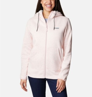 Columbia Sweater Weather Sherpa Full Zip Hooded Women's Fleece Jacket Pink | YJEAQB-865