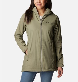 Columbia Switchback Lined Long Women's Rain Jacket Green | UAONPK-374