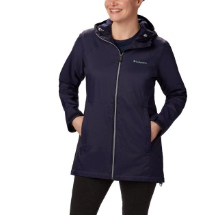 Columbia Switchback Lined Long Women's Rain Jacket Navy | CTNVRW-453