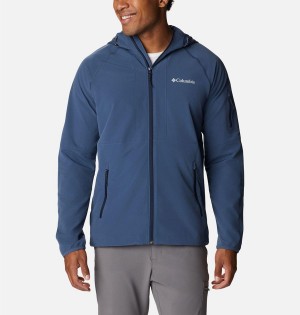 Columbia Tall Heights Hooded Men's Softshell Jackets Blue | RQJKHY-564