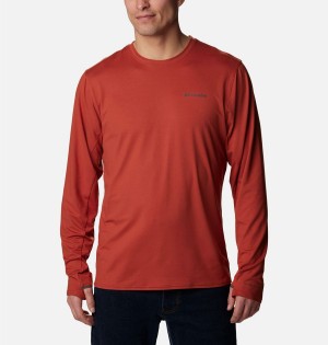 Columbia Tech Trail Long Sleeve Crew II Men's T-Shirt Red | ZRHUSO-218