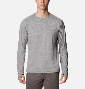 Columbia Tech Trail Long Sleeve Crew II Men's T-Shirt Grey | OZRIQD-891
