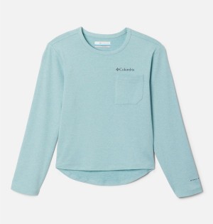 Columbia Tech Trail Long Sleeve Kids' T-Shirt Turquoise | DJHZKS-416