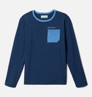 Columbia Tech Trail Long Sleeve Kids' T-Shirt Navy | IOTWBF-186