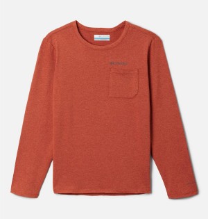 Columbia Tech Trail Long Sleeve Kids' T-Shirt Red | EKCRQI-834