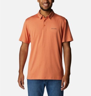 Columbia Tech Trail Men's Polo Shirt Orange | BFQWMV-641