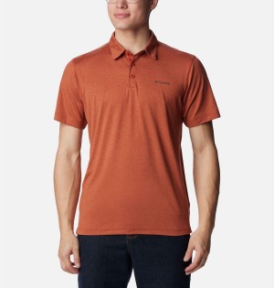 Columbia Tech Trail Men's Polo Shirt Red | WCLTMF-035