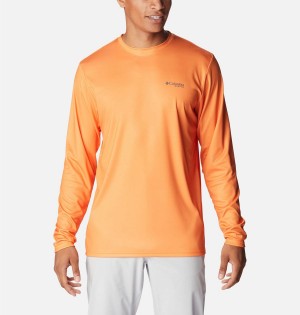 Columbia Terminal Tackle PFG Fish Flag Long Sleeve Men's T-Shirt Orange | MTBDHJ-629