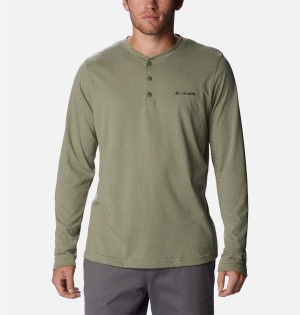 Columbia Thistletown Hills Henley Men's T-Shirt Green | AZGSRU-748