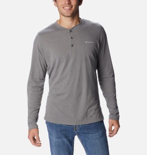 Columbia Thistletown Hills Henley Men's T-Shirt Grey | ELJCHT-824