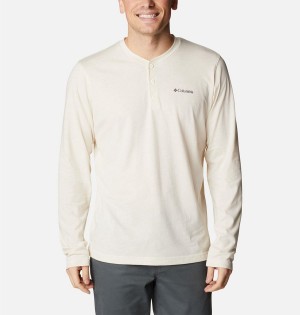 Columbia Thistletown Hills Henley Men's T-Shirt White | VDPXIY-037