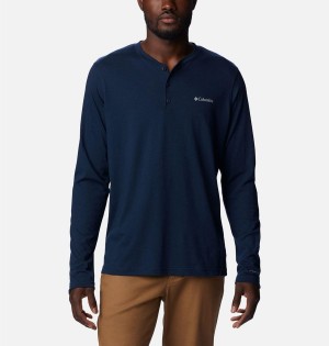 Columbia Thistletown Hills Henley Men's T-Shirt Navy | OTLGWP-716