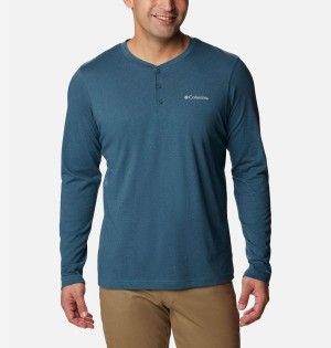 Columbia Thistletown Hills Henley Men's T-Shirt Blue | RXZPQE-941