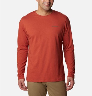 Columbia Thistletown Hills Long Sleeve Crew Men's T-Shirt Red | EZURBC-035